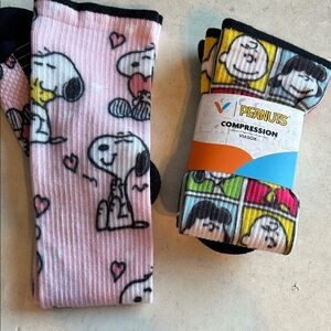 Peanuts Compression Socks - Pink and Multicolor